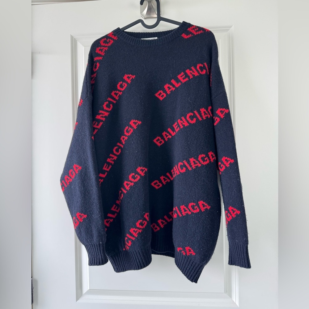 Balenciaga red printed sweater XS